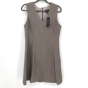 Kenneth Cole Raffia Textured A-Line Dress Women Large Taupe NWT Office Business